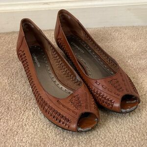 Covington Women's Leather Peep Toe Loafers